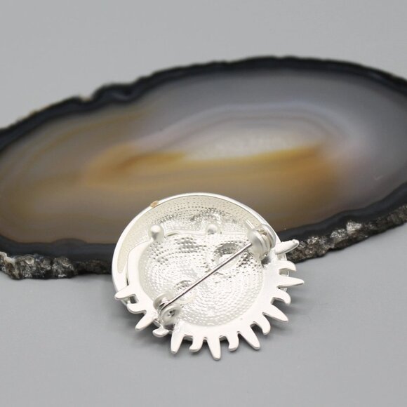 Sun moon jewelry pin brooch sky celestial nature silver white gold tone elegant - Picture 6 of 12